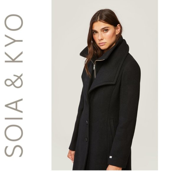 SOLD Soia & Kyo IMAGES KIKKY wool coat with bib collar XXS - Picture 4 of 9